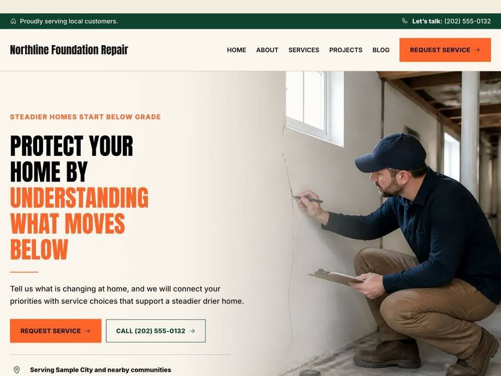 Northline Foundation Repair homepage design preview
