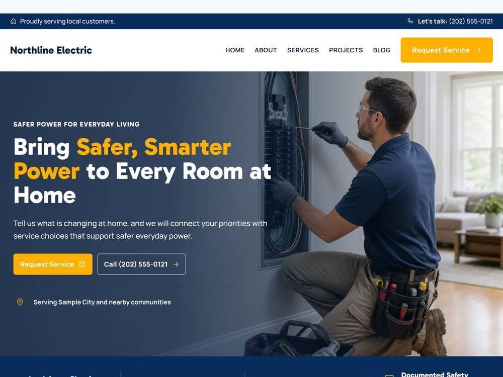 Northline Electric homepage design preview