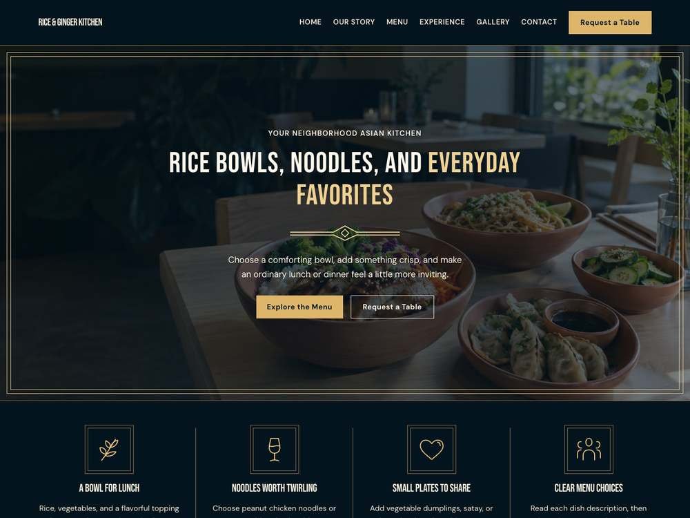 Asian Restaurant homepage in 04 · Golden Art Deco