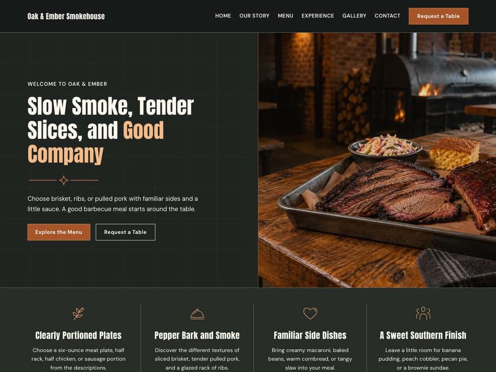 BBQ Restaurant & Smokehouse homepage in 08 · Copper Industrial